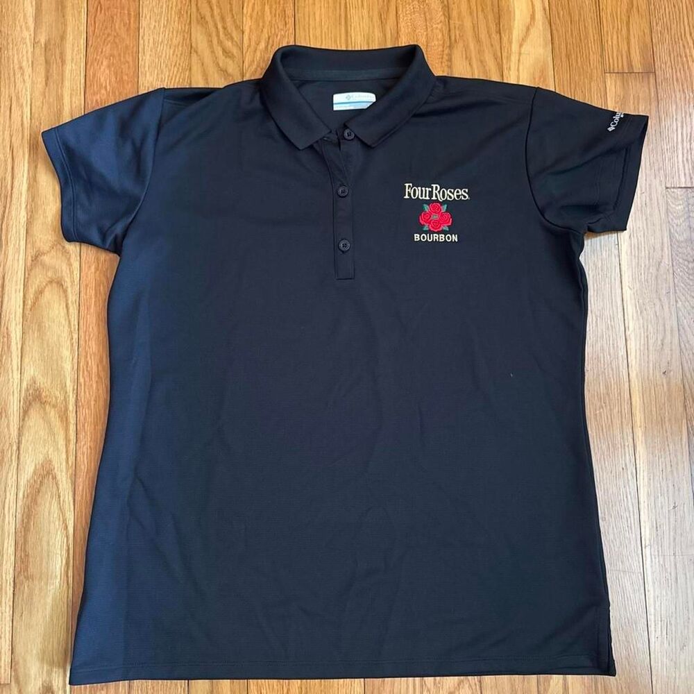 Columbia sportswear Women's Black Polo Shirt with Four Roses Bourbon Logo Large
